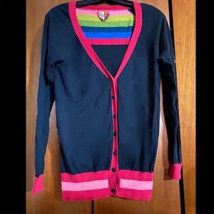 Petro Zillia x F21 Rainbow Black V Neck Cardigan